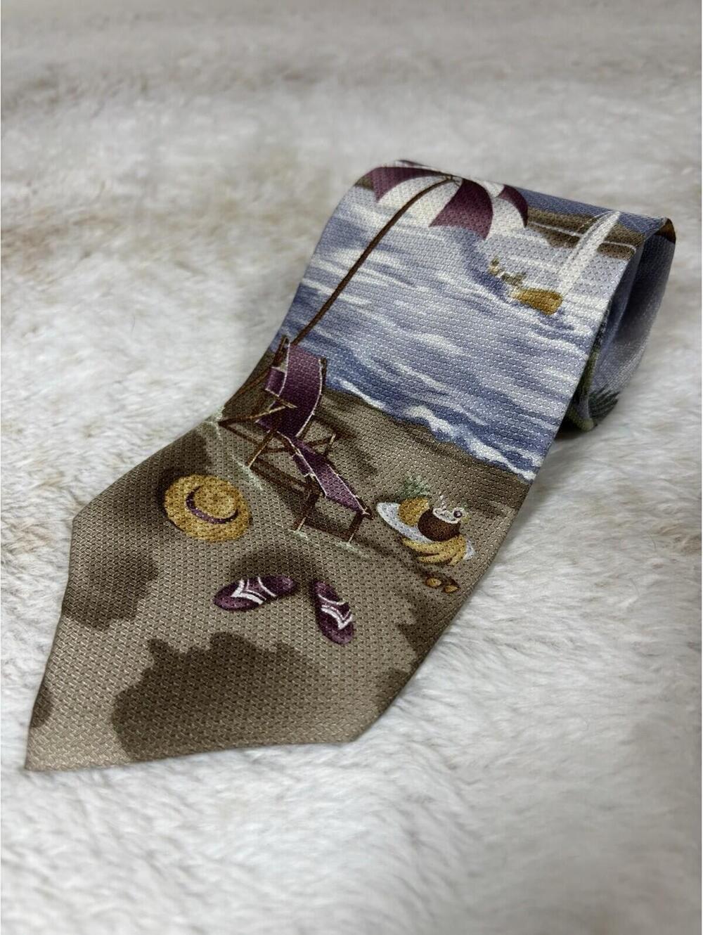 Oasis Silk Beach Tie Tropical Vacation Scene Novelty Neck Tie
